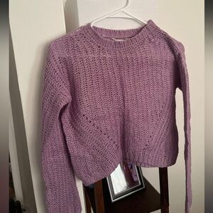 Purple Knitted Crop Sweater